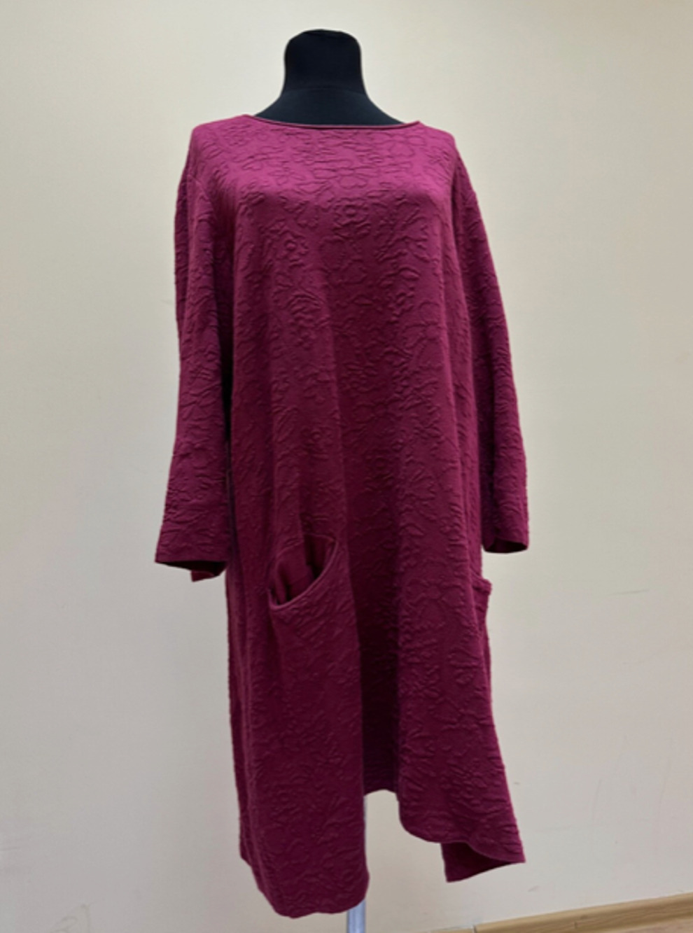 Gudrun Sjoden Pink Flower 3D Long Sleeve Cotton Slub Cozy Dress Size L